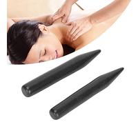 2 pezzi di pietra per massaggio, pietre per massaggi Acupoint nere lucidate Gua Sha raschiando strumenti per massaggi per spalle al collo