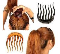 2 pezzi di plastica inserto di capelli pettine ciambella coda di cavallo capelli urto it maker strumento di bellezza accessori per lo styling dei capelli per le donne ragazze nero + caffè