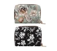 2 Pezzi Di Portafoglio Di Monete Floreali, Borsa Per Certificati Con Carta D'Identità, Borsa Per Clip Semplice E Alla Moda Per Donne E Un Comodo Borsa Da Stoccaggio Stampata Da Viaggio.