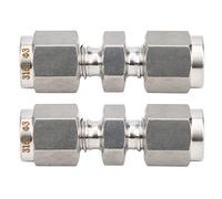 2 pezzi di raccordo a compressione in acciaio inox 316, adattatore per tubi a doppia ferrula diritto, connettore resistente all’alta pressione e a tenuta stagna per linee di gas, (Legge federale)