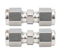 2 pezzi di raccordo a compressione in acciaio inox 316, adattatore per tubi a doppia ferrula diritto, connettore resistente all’alta pressione e a tenuta stagna per linee di gas, (F6)