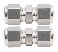 2 pezzi di raccordo a compressione in acciaio inox 316, adattatore per tubi a doppia ferrula diritto, connettore resistente all’alta pressione e a tenuta stagna per linee di gas, (F10)