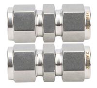 2 pezzi di raccordo a compressione in acciaio inox 316, adattatore per tubi a doppia ferrula diritto, connettore resistente all’alta pressione e a tenuta stagna per linee di gas, (F12)
