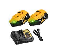 2 pezzi di ricambio 5000 mAh per batteria Dewalt 18 V + 4 A DCB115 di ricambio per caricatore Dewalt XR DCB182 DCB184 DCB200 DCB184 DCB101 DCB107 DCB112 DCB105 DCB203 DCB15 con indicatore LED