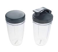 2 Pezzi Di Ricambio For Frullatore In Plastica, Compatibile Con Nutribullet, Frullatori E Spremiagrumi Da 600 W/900 W, 18 Oz/24 Oz, Con Coperchio Piatto E Flip To Go.(18oz kit)