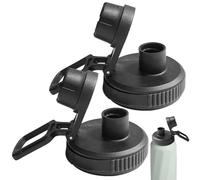 2 pezzi di ricambio per coperchio per bottiglia d'acqua, coperchio per bottiglia d'acqua a prova di perdite con manico, beccuccio liscio e lucido Tappo di ricambio in plastica senza BPA, nero, utiliz