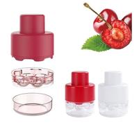 2 pezzi di rimozione di noccioli di ciliegie, 7 distruggi, strumento per distruggere la ciliegia, utensile da cucina per risparmiare tempo con paraspruzzi per tutti (rosso, bianco)