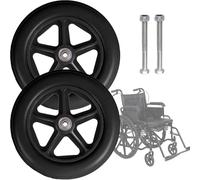 2 Pezzi di Rotelle per Sedia A Rotelle, Ruota in Gomma Antiscivolo, Sostituzione delle Ruote Anteriori per Sedie A Rotelle, Ruota Solida 6 in 7 in 8 con Cuscinetto da 5/16, Black, 15cm (6 inch)
