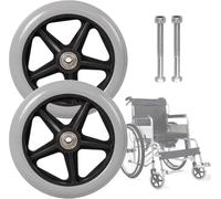 2 Pezzi di Rotelle per Sedia A Rotelle, Ruota in Gomma Antiscivolo, Sostituzione delle Ruote Anteriori per Sedie A Rotelle, Ruota Solida 6 in 7 in 8 con Cuscinetto da 5/16, Grey, 15cm (6 inch)