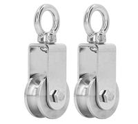 2 pezzi di ruote per pulegge per cavi, puleggia di sollevamento in acciaio inox con doppio cuscinetto, rullo a rotazione a 360 gradi per la gestione delle funi, capacità di carico