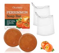 2 pezzi di sapone al cachi, sapone naturale al cachi, sapone solido | sapone per viso e corpo, affina i pori, pulizia profonda, idratante, include 2 retine per la schiuma