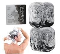 2 pezzi di sapone al carbone 100 g di sapone per il viso all'argilla vulcanica per l'acne, ingredienti naturali, barra di carbone nero, controllo dell'olio, mostuizer per uomini e donne, cuoio ca.