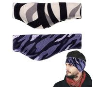 2 Pezzi di scaldaorecchie, Copri orecchie Elasticizzati Fascia Sportiva Paraorecchie Caldi in Morbido Pile Lavorato a Maglia per Uomini e Donne Quando fa Freddo (Fiore Nero+Fiore d'Inchiostro)