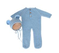 2 pezzi di scena per fotografia per bambino ragazze tuta unisex orso orecchio cappello piede pagliaccetto neonato accessori per servizio fotografico neonato set fotografico