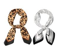 2 Pezzi Di Sciarpa Quadrata Di Seta Imitazione, Personalità Creativa, Sciarpa Quadrata Stampata Multifunzione, Sciarpa Alla Moda Femminile, Morbida E Confortevole, Streamer Di Sacchetti.