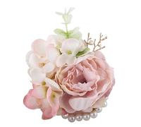 2 pezzi di seta rosa da polso for matrimonio, fiore, perla, polso, corpetto, cerimonia, ballo di fine anno, braccialetto da sposa, decorazione floreale for la sposa, damigella d'onore