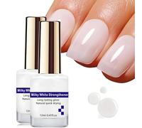 2 pezzi di smalto per unghie al calcio e per la coltivazione, bianco milky White Hardener For Weak, Brittle, Cracked & Breaking Nails Protein and Vitamin, Natural White Color or, Ridge Filler
