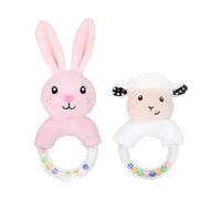 2 pezzi di sonagli per bambini, giocattoli sensoriali per bambini, sonagli per bambini, simpatici sonagli a forma di animale farcito, adatti per bambini da 0 a 12 mesi