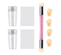 2 pezzi di stampaggio Nail Art, con 1 pezzo di pennello tintura doppio strato, unghie in silicone, linea sorriso per unghie francese, accessori strumenti di stampa per unghie, per nail art fai da te