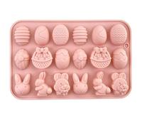 2 pezzi di stampi in silicone for cioccolato pasquale, 18 cavità, a forma uovo, coniglio, testa, stampo for cioccolatini fai da te, caramelle, gelatina Per La Produzione Del Cioccolato