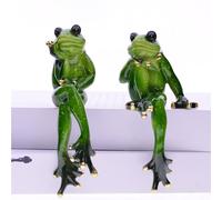 2 pezzi di statuetta di rana in resina creativa per la decorazione del