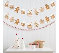 2 pezzi di striscioni da appendere a tema pan di zenzero, decorazioni natalizie a tema pan di zenzero, decorazioni natalizie da appendere alla parete, adatte per feste ed eventi