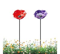 2 pezzi di supporto da giardino artigianale in metallo a forma di fiore, abbeveratoio per uccelli con design di fiore in metallo, mangiatoia autosufficiente con picchetti da terra per cortil