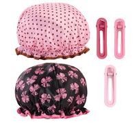 2 Pezzi Di Tappi Per La Doccia Da Donna E 3 Pezzi Di Forcine, Tappi Per Capelli Satinati Impermeabili, Strumenti Di Imballaggio Per Capelli, Adatti Per Nuotare, Cura Dei Capelli, Dormire E Spa.