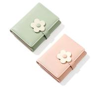 2 Pezzi Di Tasca Di Fiori, Portafoglio Semplice E Carino, Lettere Di Moneta Alla Moda, Forniture Di Stoccaggio (Rosa, Verde).