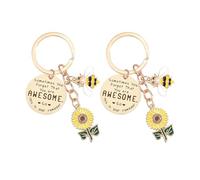2 Pezzi Di Tastiera Di Api Di Girasole, Anello Di Tastiera Della Quota Stimolante, Tastiera Di Metallo Elee, Tastiera Divertente, Accessori Per Il Trailer Chiave