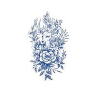 2 pezzi di tatuaggi temporanei adesivi for tatuaggi finti di lunga durata linea fiori peonia uccelli tatuaggi mano loto coscia(007)