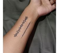 2 pezzi di tatuaggio temporaneo a forma di spina sul braccio, per uomo e donna, con erbe scure, impermeabile per due settimane, semipermanente, tatuaggi finti