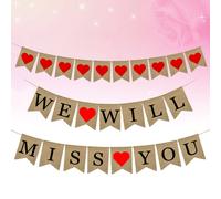 2 pezzi di tela cuore banner ci mancherai ghirlanda cuore rosso appeso