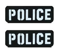 2 Pezzi di Toppe "POLICE" con Riflesso a Infrarossi, Gancio e Anello Ricamato Tattico Militare di Sicurezza Moral Patch per Gilet di Cane Tattico Militare Vestiti -15.2x5 cm