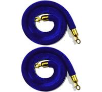 2 Pezzi di Transenne in Velluto Blu con Ganci Dorati - Barriere per Il Controllo della Folla e delle Code per Bar, Hotel, Cinema e ingressi di Banche (100 cm)