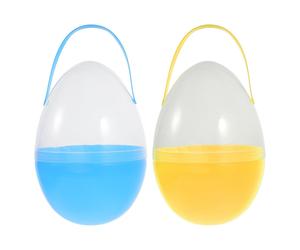 2 pezzi di uova di Pasqua giganti riempibili con manici, secchielli colorati a