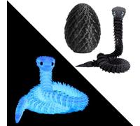 2 pezzi di uovo di serpente stampato 3D, flessibile serpente mobile Fidget Toy, serpente 3D con uovo, giocattolo di serpente stampato 3D, giocattolo per bambini (nero + colori fluorescenti)