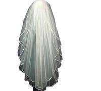 2 Pezzi di Velo da Sposa Lunghezza Gomito Nastro di Raso Bordo veli da Sposa for Copricapo da Sposa da Sposa(Beige)