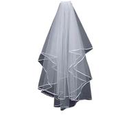 2 Pezzi di Velo da Sposa Lunghezza Gomito Nastro di Raso Bordo veli da Sposa for Copricapo da Sposa da Sposa(White)