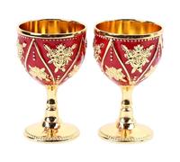 2 pezzi di vino, bicchiere da vino in sollievo 3d in vetro rosa che beve bicchiere di bicchiere vintage decorativo floreale per il compleanno della cena per feste di nozze (golden red)
