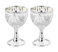 2 pezzi di vino, bicchiere da vino in sollievo 3d in vetro rosa che beve bicchiere di bicchiere vintage decorativo floreale per il compleanno della cena per feste di nozze (silver)