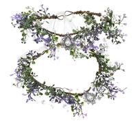 2 pezzi Diadema Sposa Floreale con Pietre Decorative, Nastro Regolabile | Accessori Chioma per Sposa, per Matrimonio e Festival, Look Elegante, Atmosfera Giorno del Ringraziamento