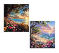 2 Pezzi Diamond Painting Albero 5D DIY Diamond Painting Kit Completo,Diamantini Crystal Art Fiore Pittura Diamante Strass Ricamo a Punto Croce Painting per Decorazioni Casa,Adulti,Bambini 50x70cm TY69