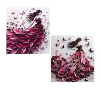 2 Pezzi Diamond Painting Bambini Kit Completo,Diamantini Crystal Art Dea Diamond Painting Farfalla,Kit Pittura Diamante per Adulti Principianti,Bambini,Diamante Pittura Arte Decorazione 30x50cm TY352