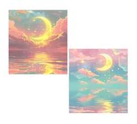 2 Pezzi Diamond Painting Luna 5D DIY Diamond Painting Kit Completo,Diamantini Crystal Art Mare Pittura Diamante Strass Ricamo a Punto Croce Painting per Decorazioni Casa,Adulti,Bambini 25x30cm TY79