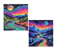 2 Pezzi Diamond Painting Montagna 5D DIY Diamond Painting Kit Completo,Diamantini Crystal Art Albero Pittura Diamante Strass Ricamo a Punto Croce Painting Decorazioni Casa,Adulti,Bambini 30x50cm TY141