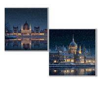 2 pezzi Diamond Painting moschea architettura, 5D DIY Diamond Painting Kit Completo, Strass Ricamo Pittura Di Diamanti, Passatempo per Adulti Diamond Art Regalo Decorazione di Casa60x60cm 0D-785