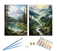 2 Pezzi Dipingere Con I Numeri, Paesaggio per Adulti, Kit di Pittura A Olio Su Tela Fai-da-Te, Paesaggio Naturale, Pittura Acrilica, Ideale Come Regalo E Decorazione per La Casa 40 X 50 cm