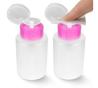2 Pezzi Dispenser a Pompa Liquida, 60ml Dispenser Liquido Push down Bottiglia Detergente Dispenser a Pompacon Tappo a Scatto per Alcool Struccante, Nail Art, Acetone