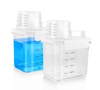 2 Pezzi Dispenser Detersivo Lavatrice, 1100ML Contenitore per Detersivo in Polvere con Misurino, Sporgo Dispenser Detersivo Lavatrice, Contenitori Detersivi Lavanderia per Ammorbidente Contenitore